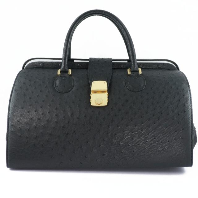 ドクターバッグ オーストリッチ オーストリッチ 黒 ボストンバッグ ユニセックス