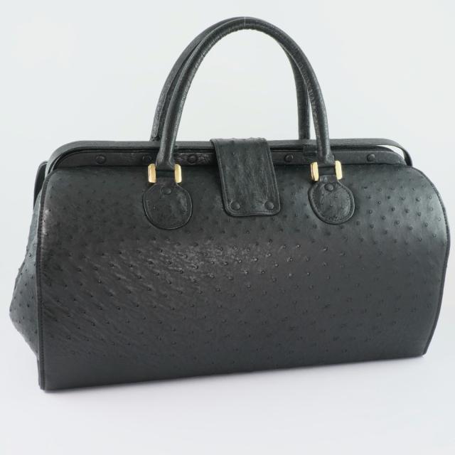 オーストリッチのボストンバッグ ドクターバッグ オーストリッチ オーストリッチ 黒 ボストン