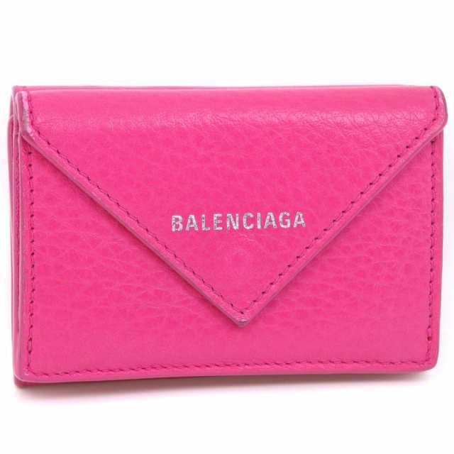 即納可 BALENCIAGA バレンシアガ ペーパーミニ 391446 レザー ピンク