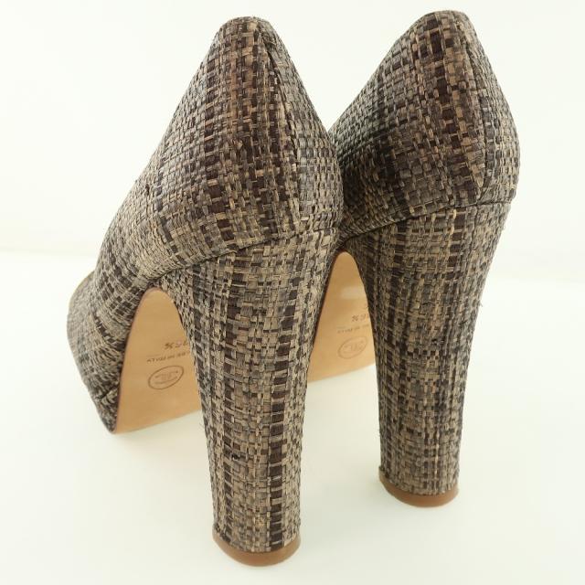CHANEL シャネル ハイヒール パテントレザー ゴールド/茶 パンプス レディース 【中古】_2
