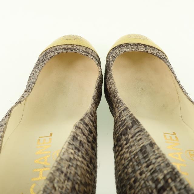CHANEL シャネル ハイヒール パテントレザー ゴールド/茶 パンプス レディース 【中古】_5