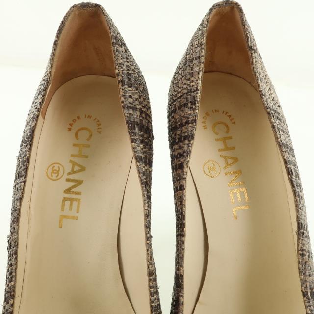 CHANEL シャネル ハイヒール パテントレザー ゴールド/茶 パンプス レディース 【中古】_6