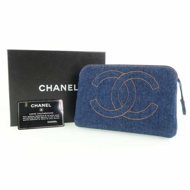 CHANEL シャネル コスメポーチ デニム 青 ポーチ レディース 【中古】 ランクC