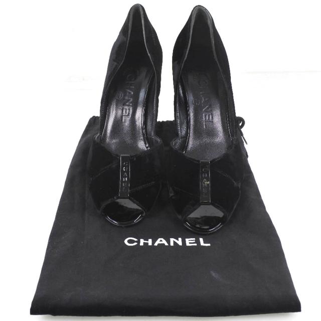 CHANEL シャネル レザー 黒 パンプス レディース 【中古】_9