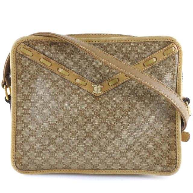 CELINE セリーヌ マカダム PVC 茶 ショルダーバッグ レディース 【中古】