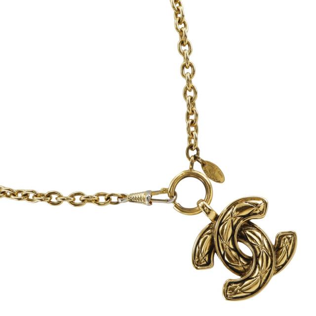 CHANEL シャネル ココマーク マトラッセ 金メッキ ゴールド ネックレス