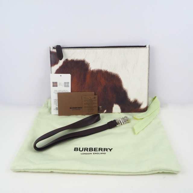 BURBERRY バーバリー ポーチ 8016991 パテントレザー 茶 クラッチバッグ レディース 【中古】