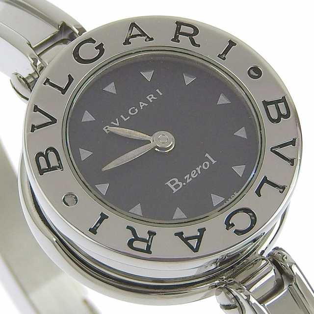 約22mm腕周り【BVLGARI】ブルガリ B-zero1 ビーゼロワン BZ22S ステンレススチール シルバー クオーツ アナログ表示 レディース 黒文字盤 腕時計