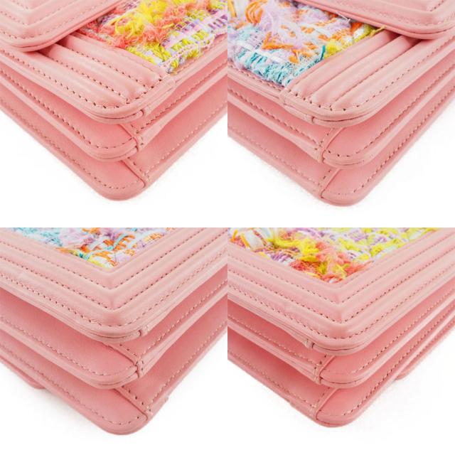 【CHANEL】シャネル チェーンショルダー ボーイシャネル ココマーク AS0130 ツイード×ラムスキン ピンク レディース ショルダーバッグ CHANEL シャネル チェーンショルダー ボーイシャネル ボーイシャネル