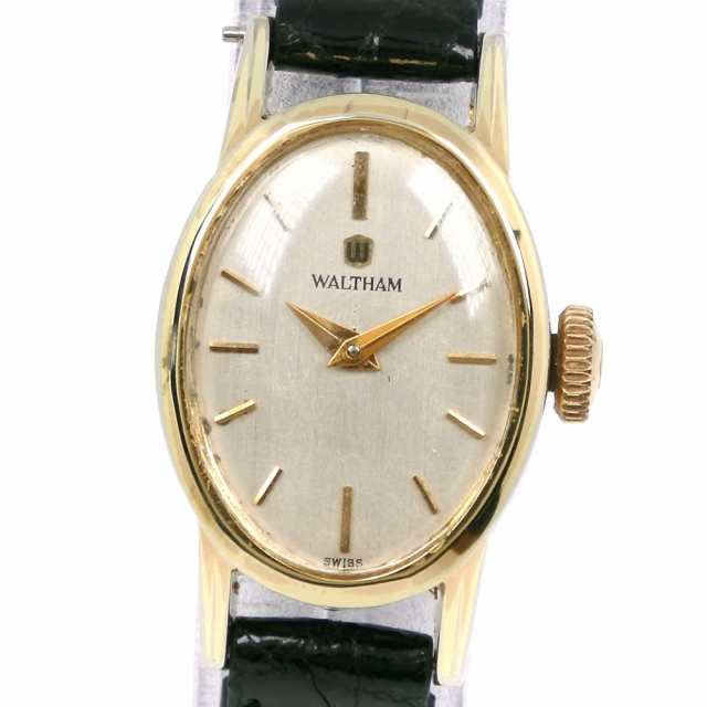 WALTHAM ウォルサム SS 黒 手巻き シルバー文字盤 腕時計 レディース  ランクBのサムネイル