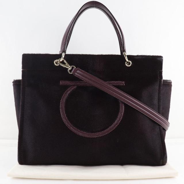 Salvatore Ferragamo サルヴァトーレフェラガモ ガンチーニ EE-21 H237 ハラコ 茶 ハンドバッグ Salvatore Ferragamo サルヴァトーレフェラガモ ガンチーニ EE-21 H237