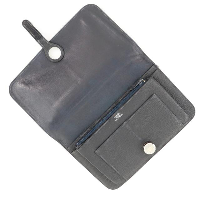 HERMES エルメス ドゴンGM トゴ 紺 長財布 ユニセックス 【中古