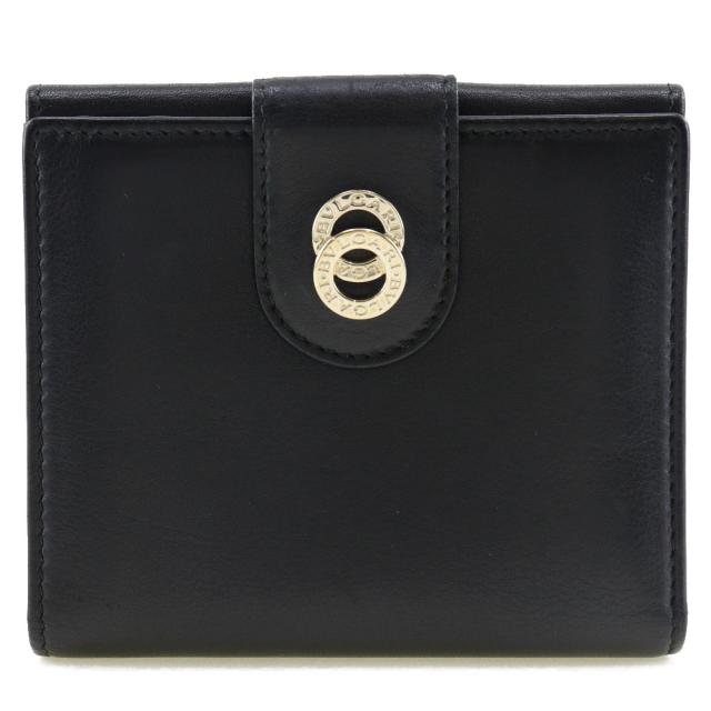 BVLGARI ブルガリ Ｗホック ブルガリブルガリ カーフ 黒 二つ折り財布 レディース 【中古】の通販は 18,576円