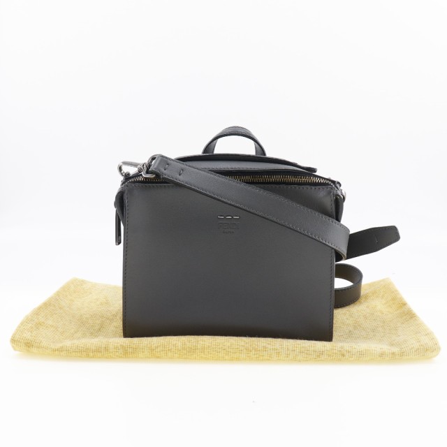 FENDI フェンディ ミニメッセンジャー 2WAYショルダー 7M0238O7B レザー グレー ハンドバッグ