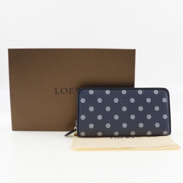 LOEWE ロエベ 水玉 クルス 131N34.F13 カーフ ブルーグレー 長財布