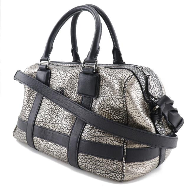 LOEWE ロエベ 2WAYショルダー ミニボストン カーフ 黒/シルバー ハンドバッグ レディース_1