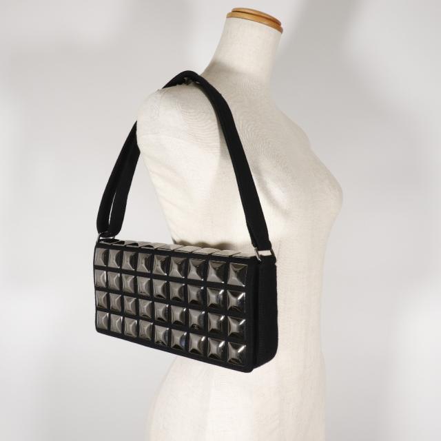 【CHANEL】シャネル チョコバー アイスキューブ コットン 黒 レディース ショルダーバッグ CHANEL シャネル チョコバー アイスキューブ コットン 黒 ショルダー
