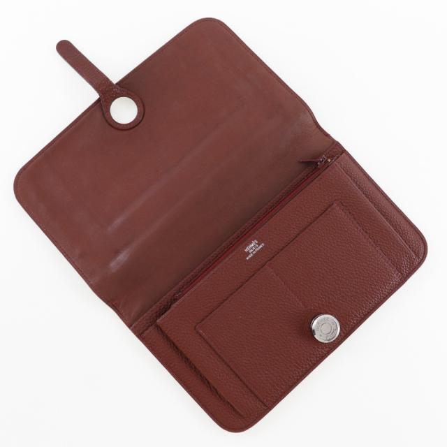 HERMES エルメス ドゴンGM トリヨンクレマンス ボルドー シルバー金具 長財布 レディース_5