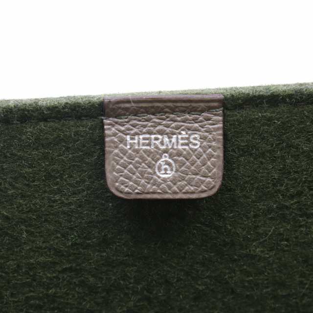 HERMES エルメス プティアッシュ ヴォーエプソン エトゥープ 緑/茶