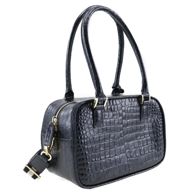 LEATHER JEWELS レザージュエルズ クロコダイル 黒 ハンドバッグ レディース 【中古】_2