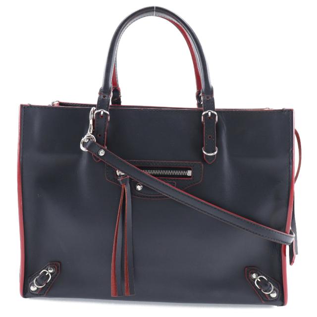 BALENCIAGA バレンシアガ ペーパーA6 370926 カーフ 黒/赤 ハンドバッグ レディース 【中古】の通販は 79,800円