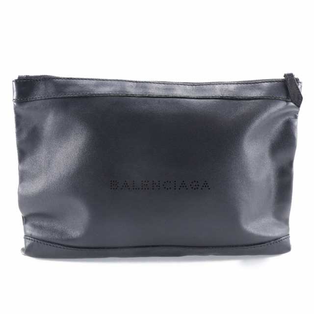 BALENCIAGA バレンシアガ ネイビークリップM 373834 ラムスキン 黒 クラッチバッグ｜au PAY マーケット