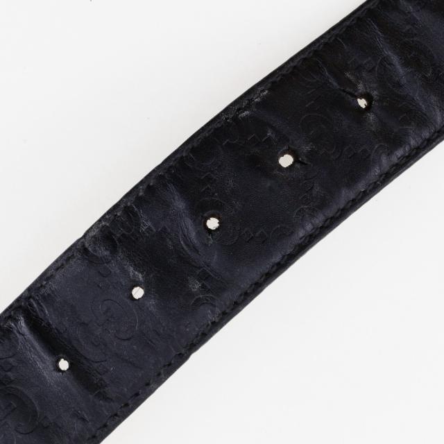 GUCCI グッチ インターロッキング GG 114876 シマレザー 黒 ベルト