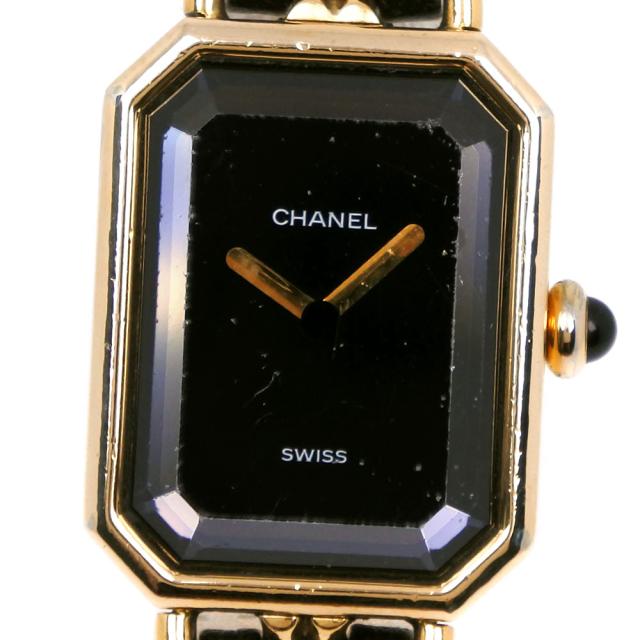 CHANEL シャネル プルミエールL H0001 金メッキ 黒/ゴールド クオーツ アナログ表示 黒文字盤