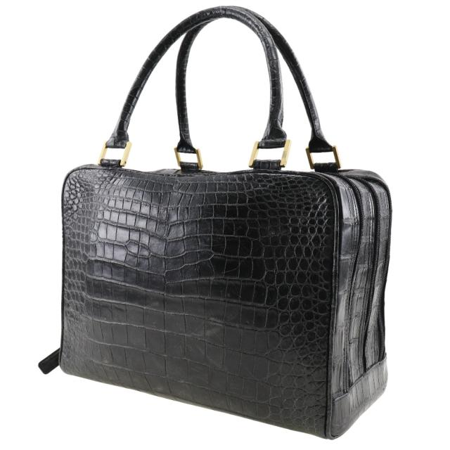 Herbette エルベート クロコダイル 黒 ハンドバッグ レディース 【中古】 Herbette エルベート クロコダイル 黒 ハンドバッグ レディース 【中古