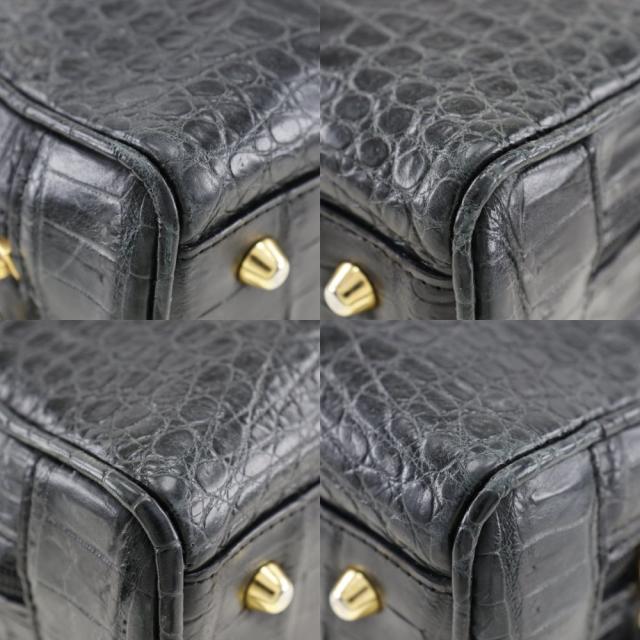 Herbette エルベート クロコダイル 黒 ハンドバッグ レディース 【中古】_3