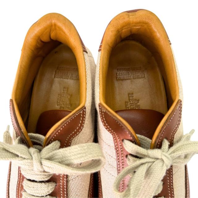 HERMES エルメス クイック Hロゴ レザー 茶 スニーカー
