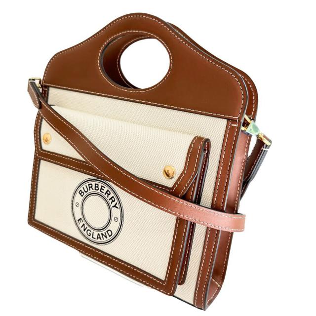 BURBERRY バーバリー ポケットバッグ 2WAYショルダー キャンバス ハンドバッグ レディース BURBERRY バーバリー ポケットバッグ 2WAYショルダー キャンバス