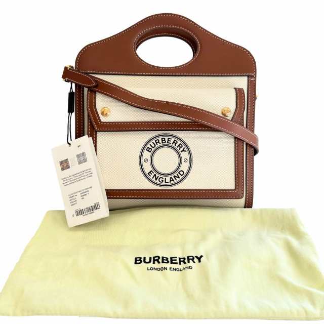 BURBERRY バーバリー ポケットバッグ 2WAYショルダー キャンバス ハンドバッグ レディース