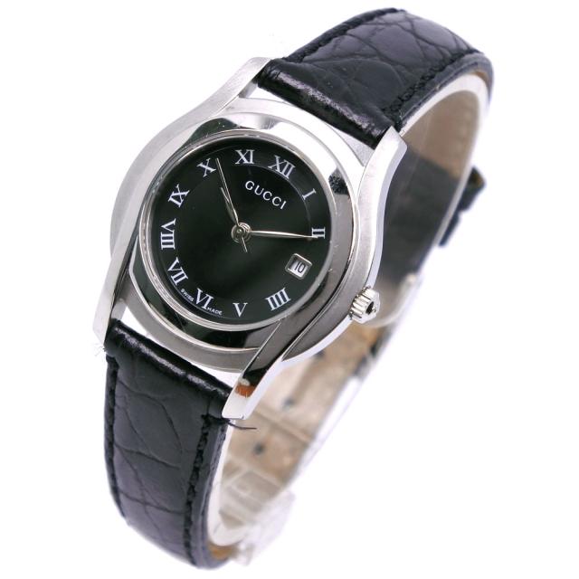 GUCCI グッチ 5500L SS シルバー クオーツ アナログ表示 黒文字