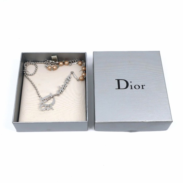 Dior ディオール ロゴ 金属製 シルバー ネックレス 12.5g レディース 【中古】