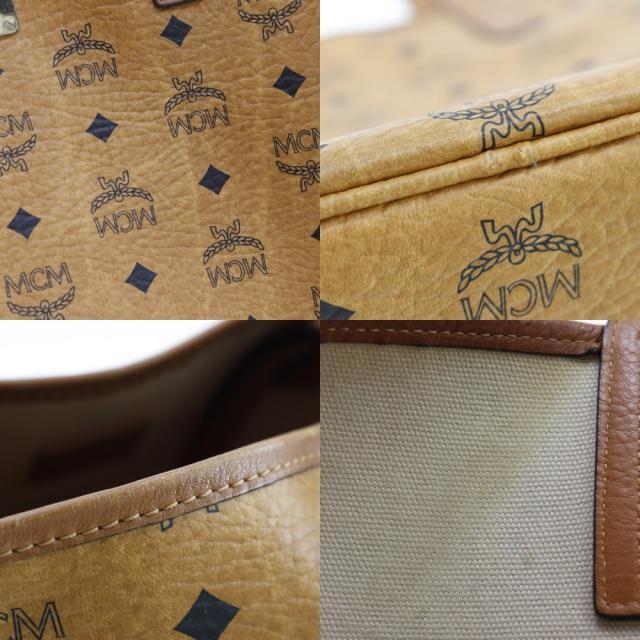 MCM エム・シー・エム ヴィセトス PVCコーティングキャンバス 茶 トートバッグ_6
