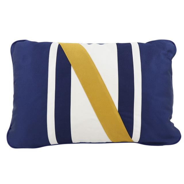 HERMES エルメス クッション ピロー シルク 青/黄 インテリアその他 _ 【中古】