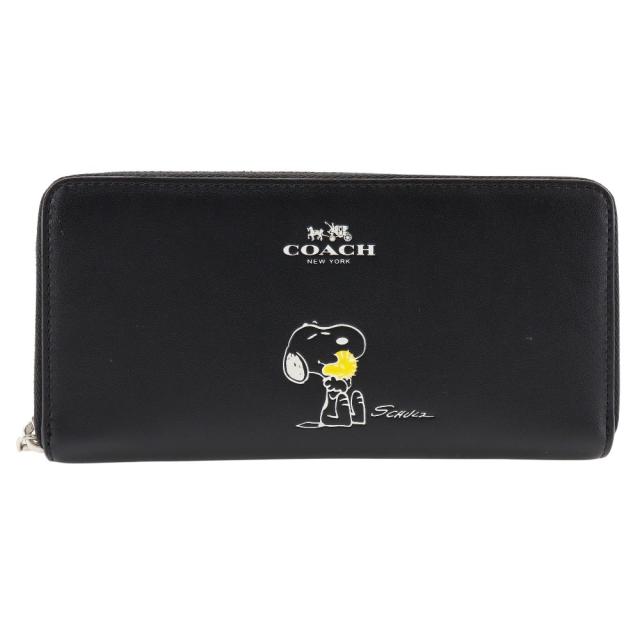 COACH コーチ ラウンドファスナー スヌーピー レザー 長財布 