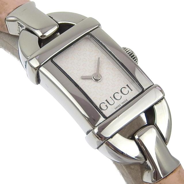 【GUCCI】グッチ バンブー 6800L ステンレススチール×ラバー ピンク クオーツ アナログ表示 レディース 白文字盤 腕時計 GUCCI - 【GUCCI】グッチ バンブー 6800L ステンレススチール×ラバー