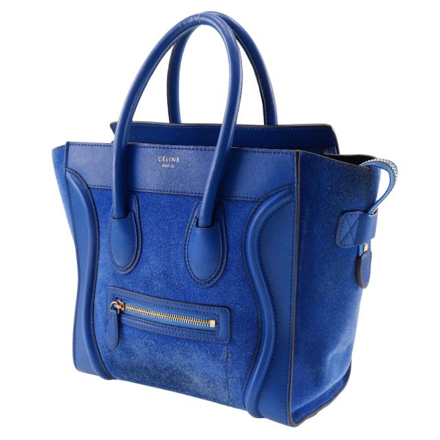 CELINE セリーヌ ラゲージマイクロ スウェード ブルー ハンドバッグ レディース_1