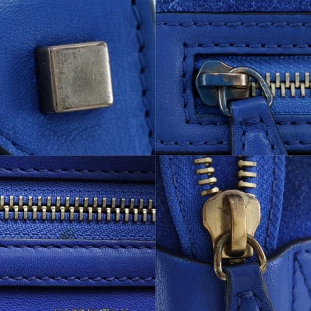 CELINE セリーヌ ラゲージマイクロ スウェード ブルー ハンドバッグ レディース_6