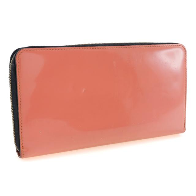 【美品】CELINE・セリーヌ・長財布・ラウンドファスナー・ベージュ・赤 CELINE セリーヌ ラウンドファスナー エナメル 長財布 レディース