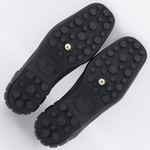 CHANEL シャネル ココボタン デニム 黒 ローファー レディース 【中古】_4