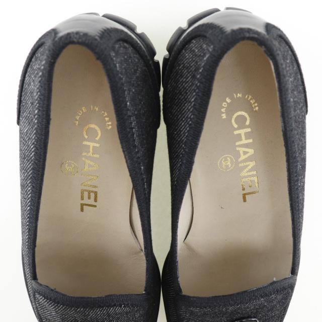 CHANEL シャネル ココボタン デニム 黒 ローファー レディース 【中古】_5