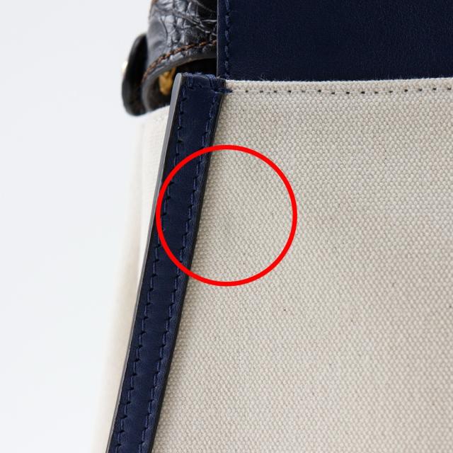 FENDI フェンディ ピーカブー 2WAYショルダー 8BN290 キャンバス 白/紺