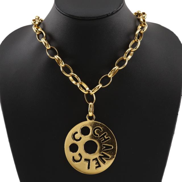 CHANEL シャネル ラウンドロゴ ヴィンテージ 金メッキ ネックレス 170g