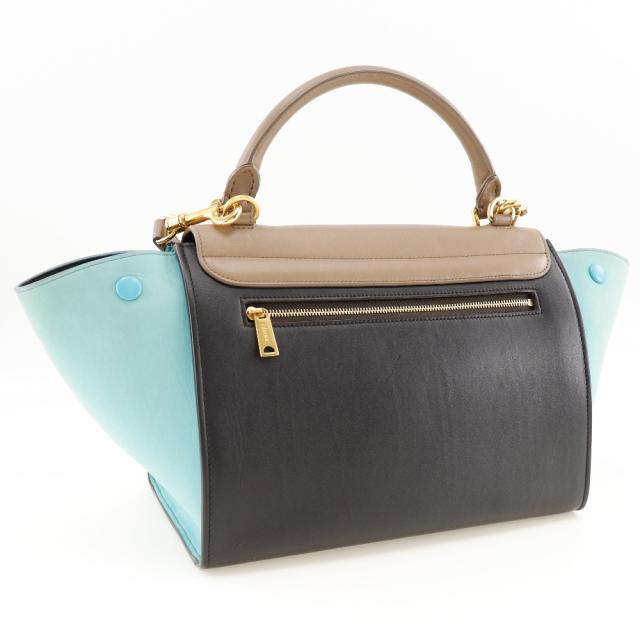 CELINE セリーヌ トラペーズ 2WAYショルダー カーフ 茶/黒