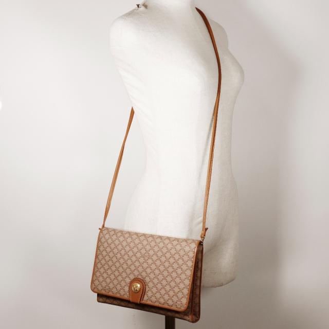 OLD CELINE マカダム レザー 本革 キャンバス ショルダーバッグ OLD CELINE マカダム レザー 本革 キャンバス ショルダーバッグ