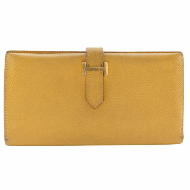 HERMES エルメス ベアン クシュベル 黄/ゴールド金具 長財布 レディース 【中古】