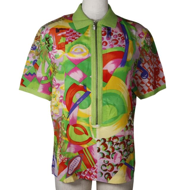 VERSACE ジャンニ・ヴェルサーチ シルク 黄緑 ポロシャツ レディース 【中古】